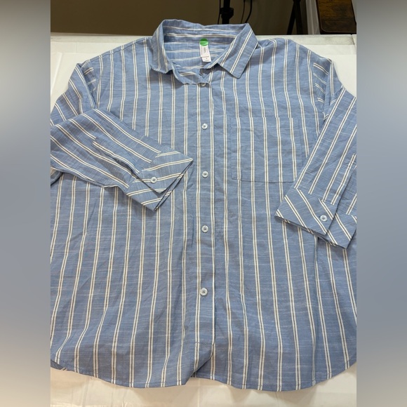 Auden Chambray Night Shirt with Cream Stripes - Picture 1 of 3